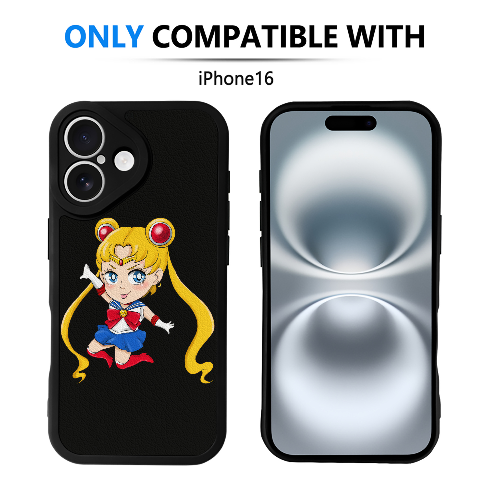 （画像用） 美少女戦士セーラームーン 月野 うさぎ つきの うさぎ Sailor Moon Tsukino Usagi 【iPhone 16シリーズ対応】シリコンスマホケース（レザー調） 材質：シリコン